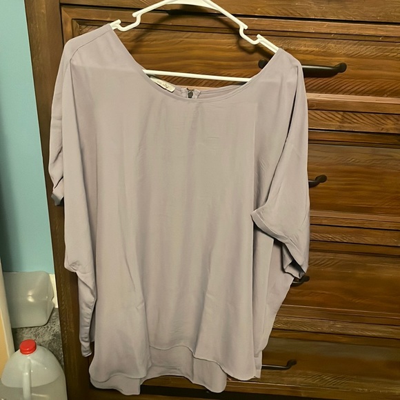 Plus Size Solid Delton Zipper Back Blouse - Picture 1 of 2